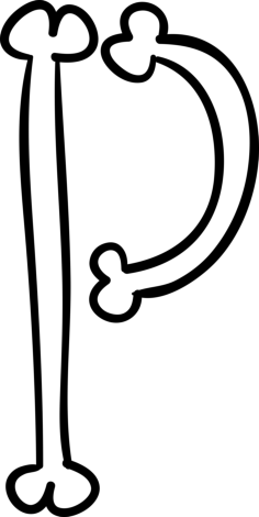 Letter P Of Bones Outlined Halloween Typography Simple Line Art Svg, Free Vectors File